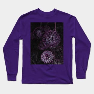 Abstract Purple Floral Design Long Sleeve T-Shirt